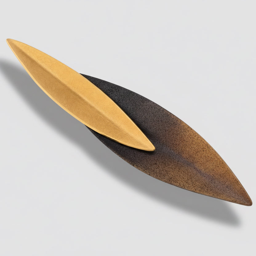 Oxidised Silver Gold Vermeil Leaf Brooch