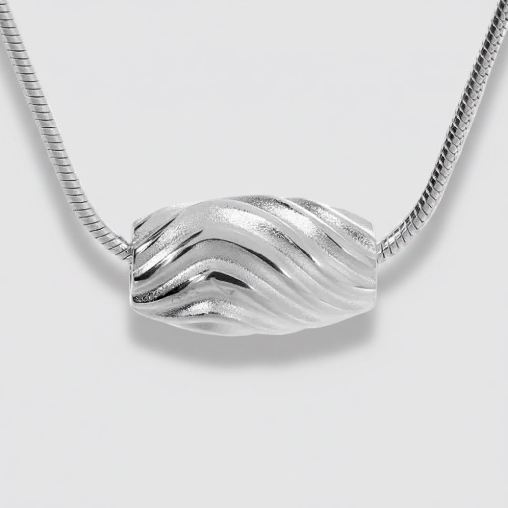 Textured Single Bead Pendant Necklace