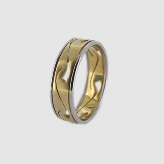 18ct Yellow Gold and Platinum Swirl Band