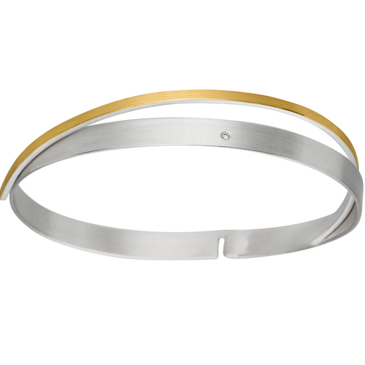 AR80 - Silver, Gold & Diamond Bangle