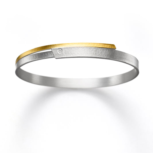 AR83 - Silver Gold and Diamond Bangle