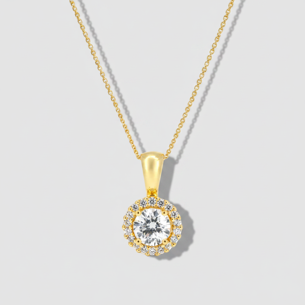 Silver Gold Plated CZ Cluster Pendant
