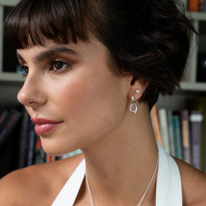 Entwined Oval Huggie Hoops