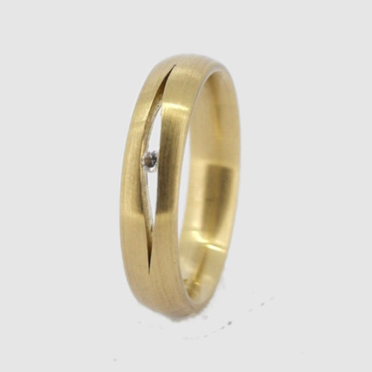 Diamond and Gold Flow Wedding Band