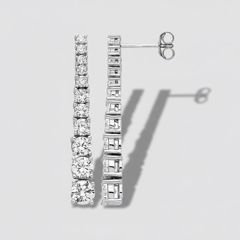 Diamond earrings on a white background