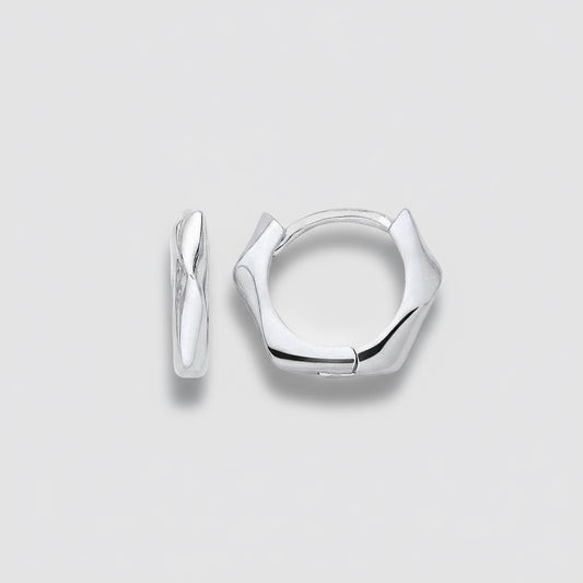 Flowing Geometric Silver Hoops