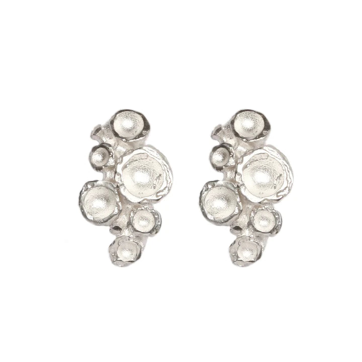 Medium Silver 'Emerge' Ear Studs