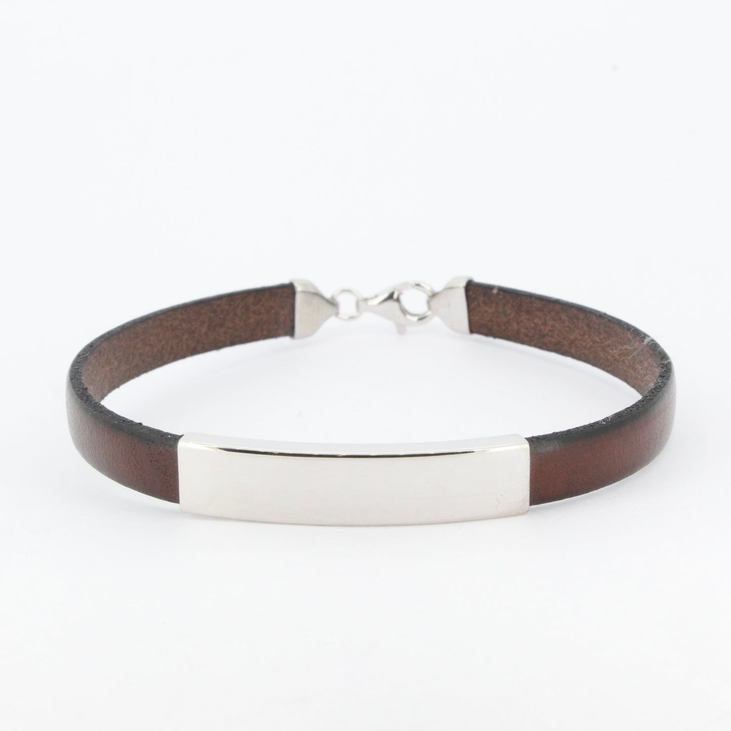 Leather Bracelet with Silver Tag - Customisable