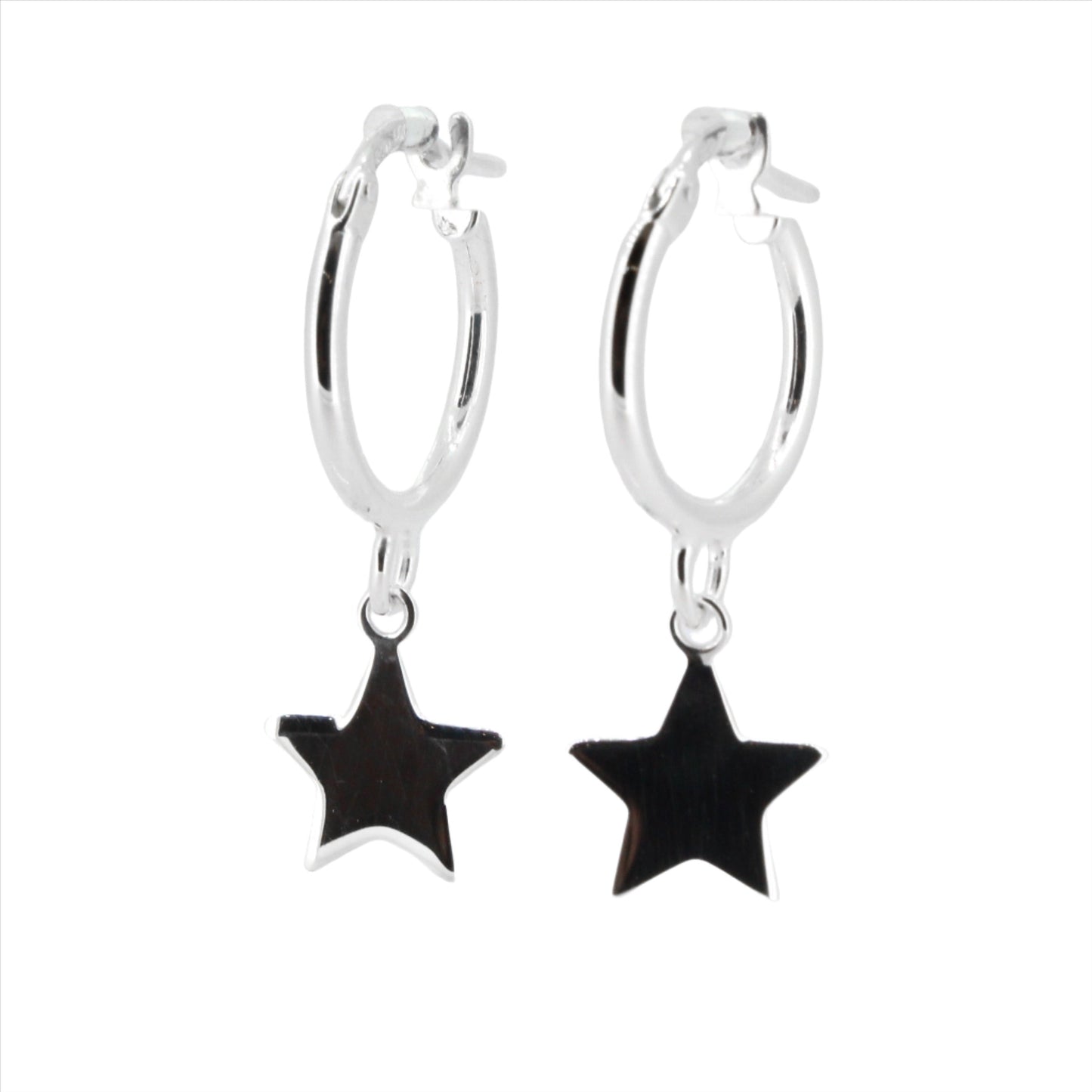 Silver Star Charm Hoops