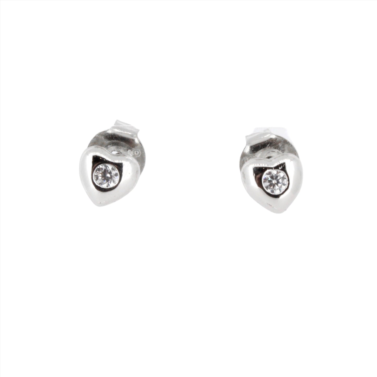 Silver Heart CZ Studs