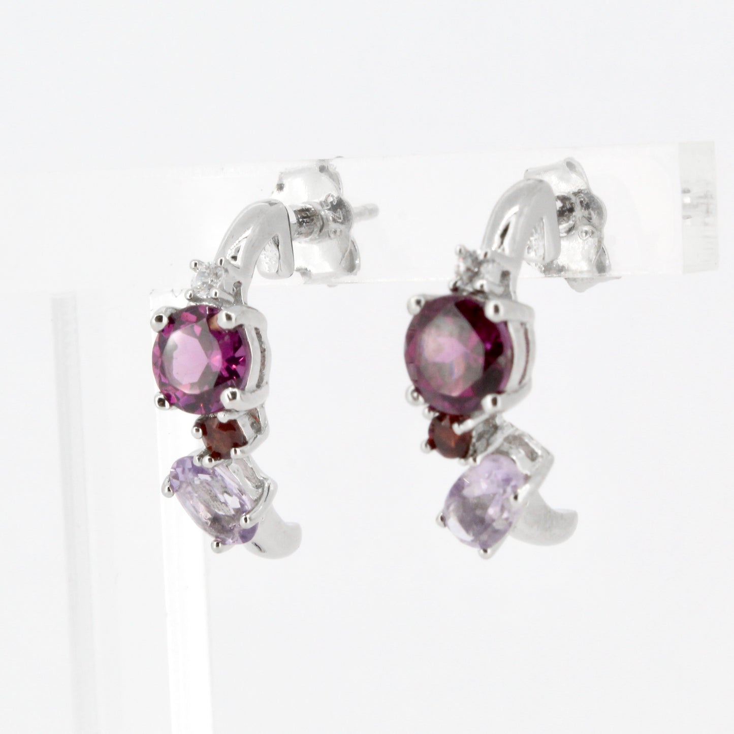 Garnet and Amethyst Curved Drops
