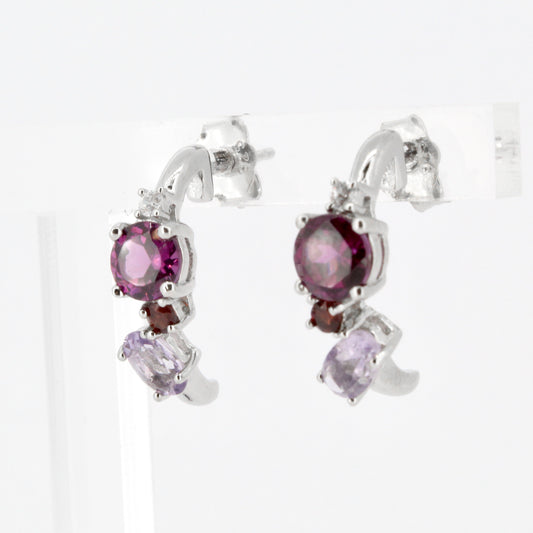 Garnet and Amethyst Curved Drops