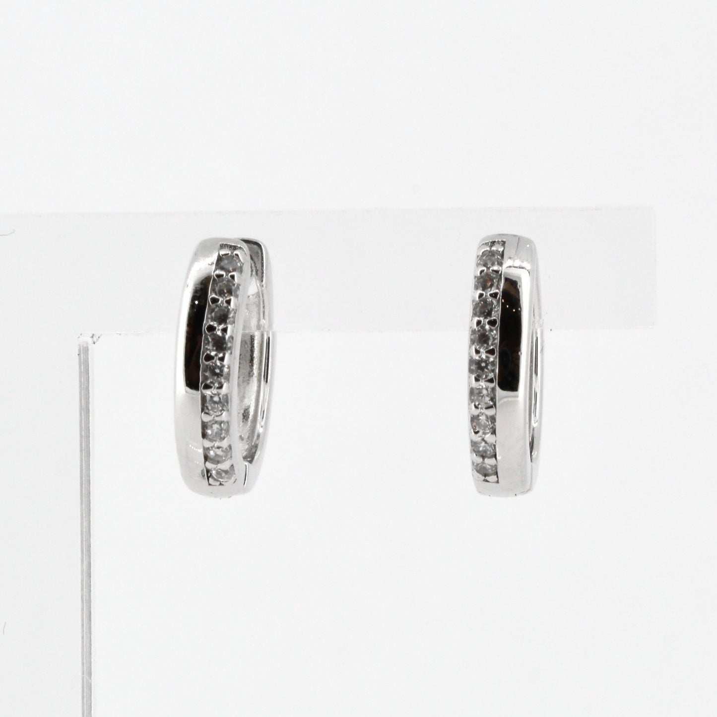 Silver CZ Huggie Hoops