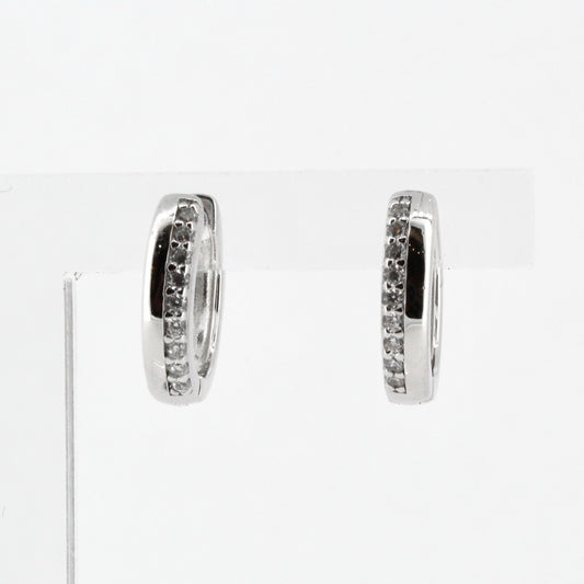 Silver CZ Huggie Hoops