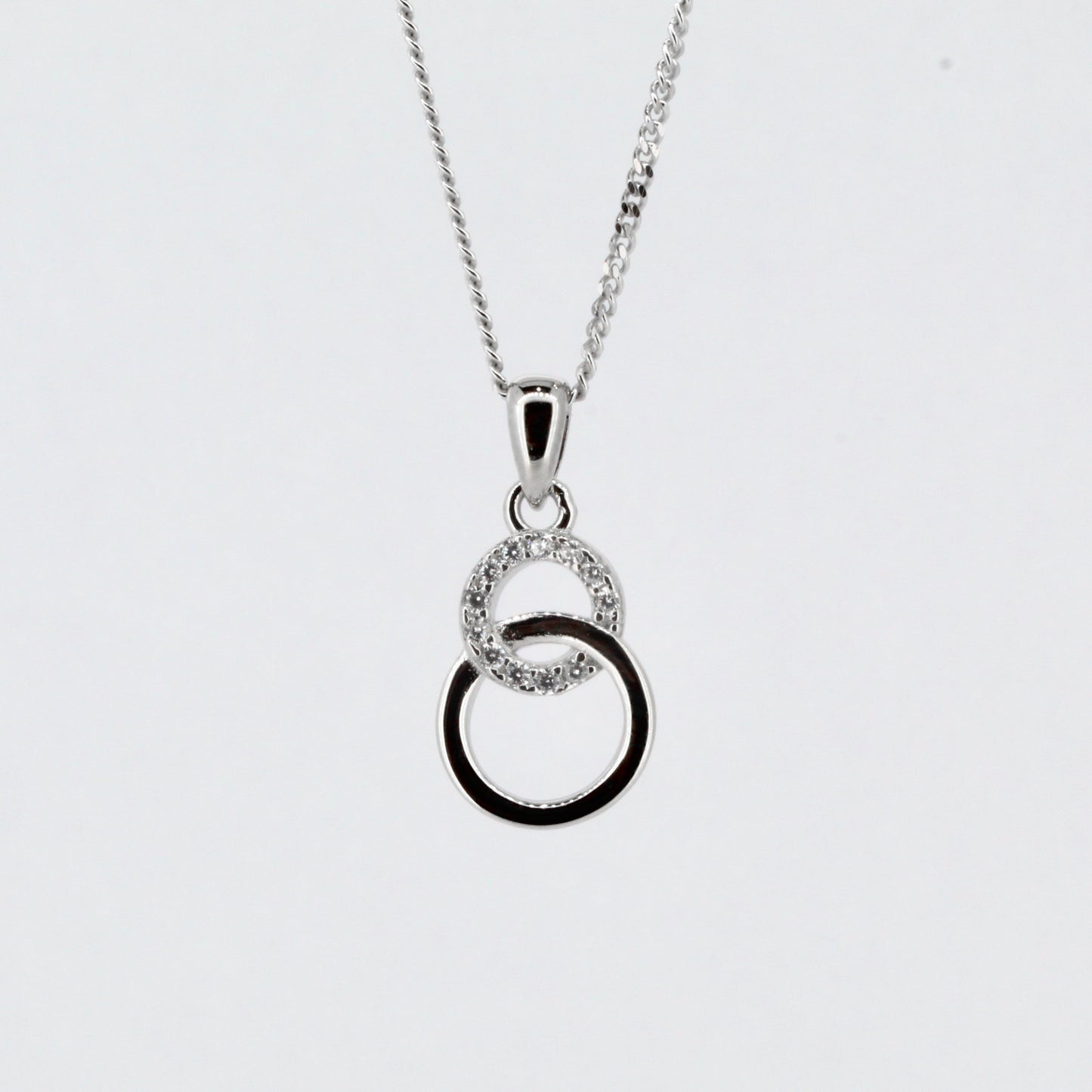 Silver and CZ Interlocking Pendant