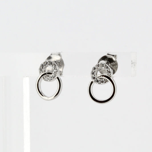 Silver and CZ Interlocking Earrings