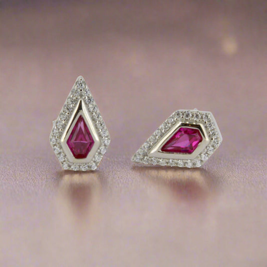 Silver, Ruby and CZ Studs