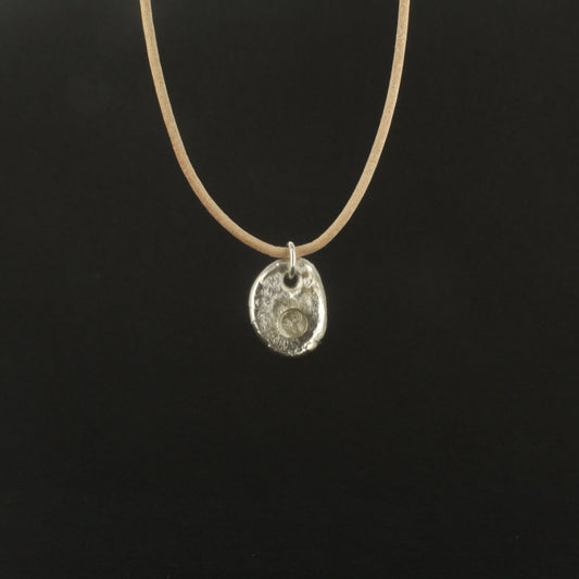 Raw-Cast Celtic Silver and Leather Pendant