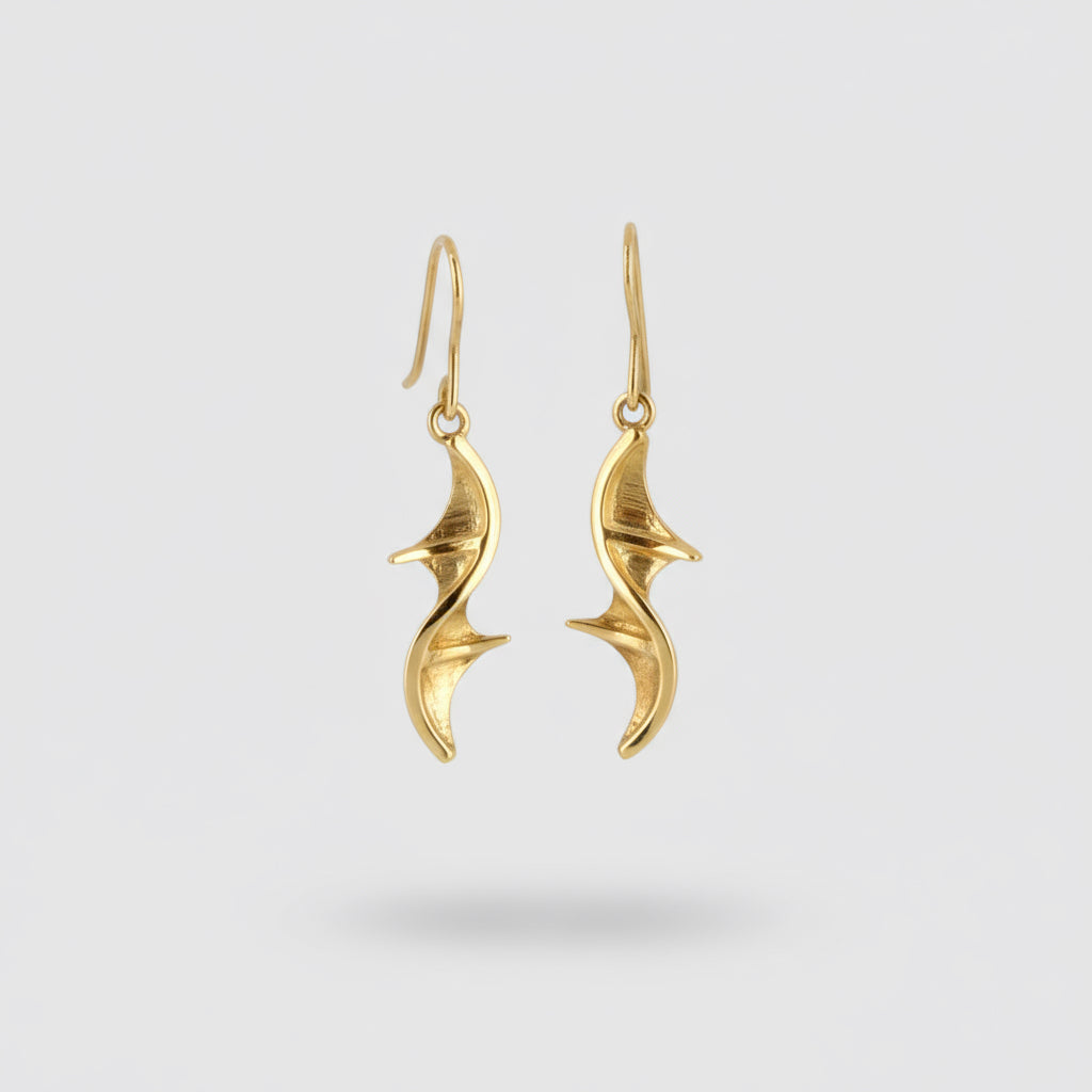 Gold Peace Bridge Drop Earrings