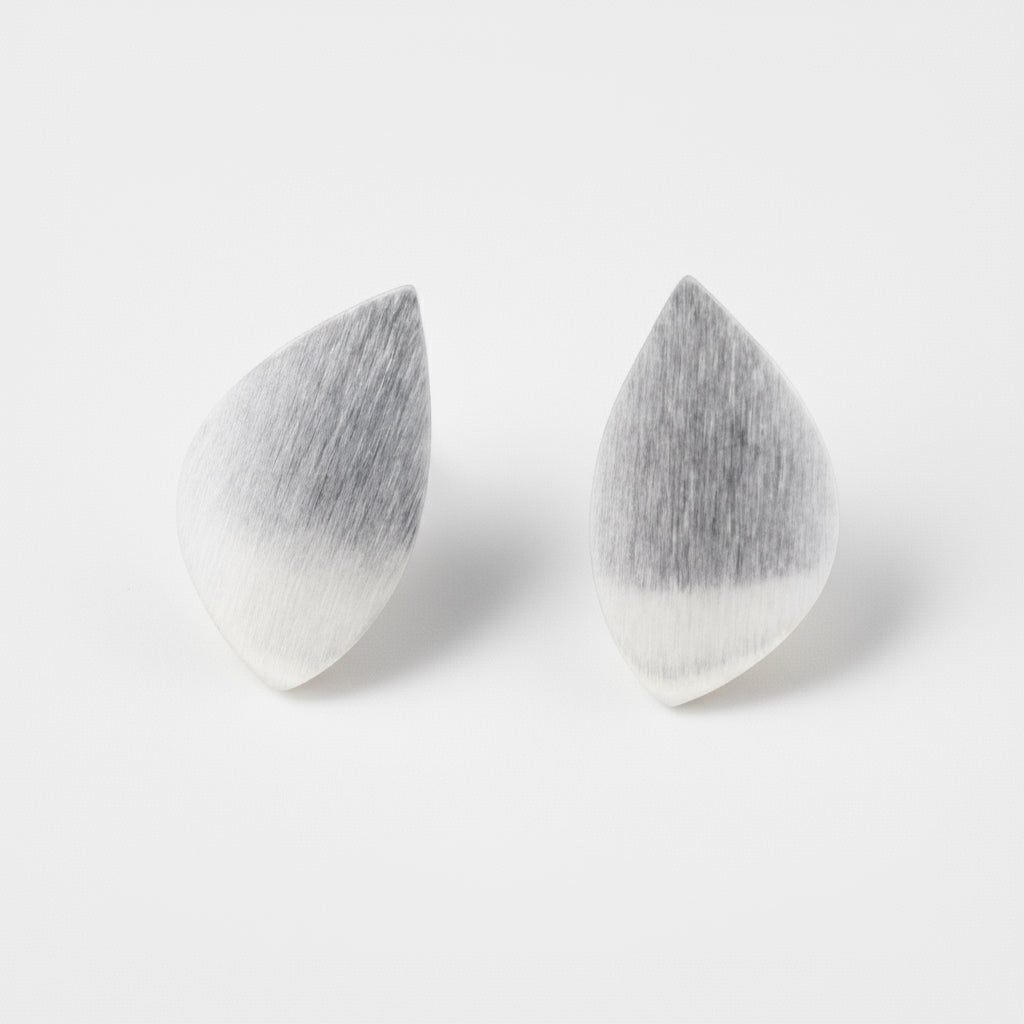 Silver Textured Leaf Studs