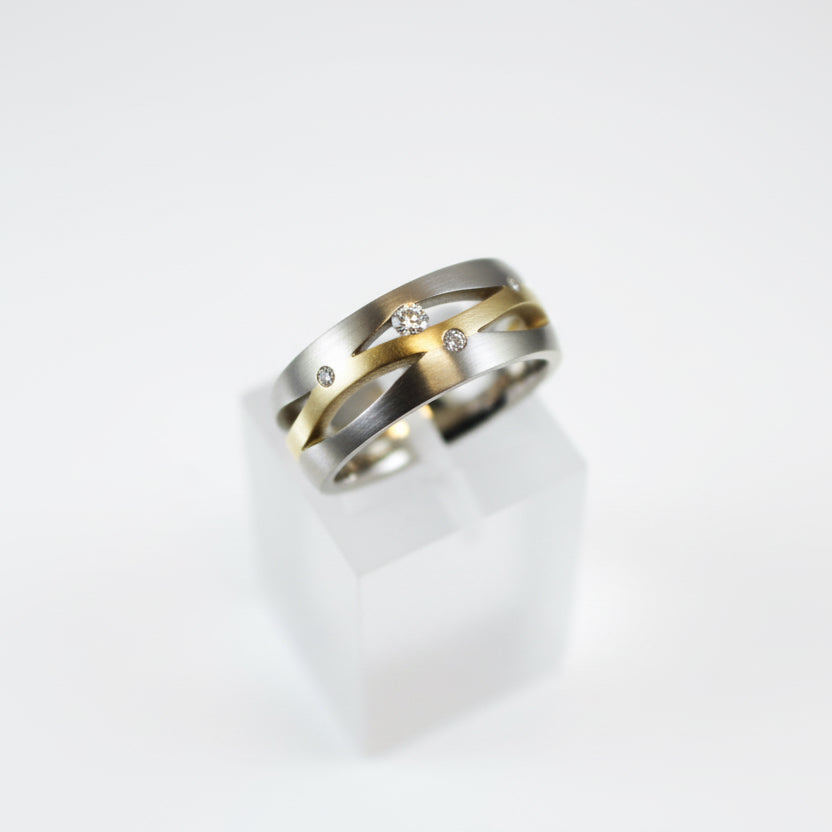 White and Rose Gold Diamond Band