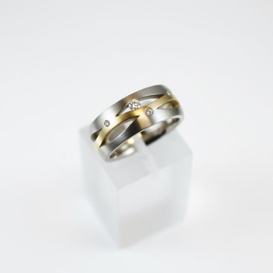 White and Rose Gold Diamond Band