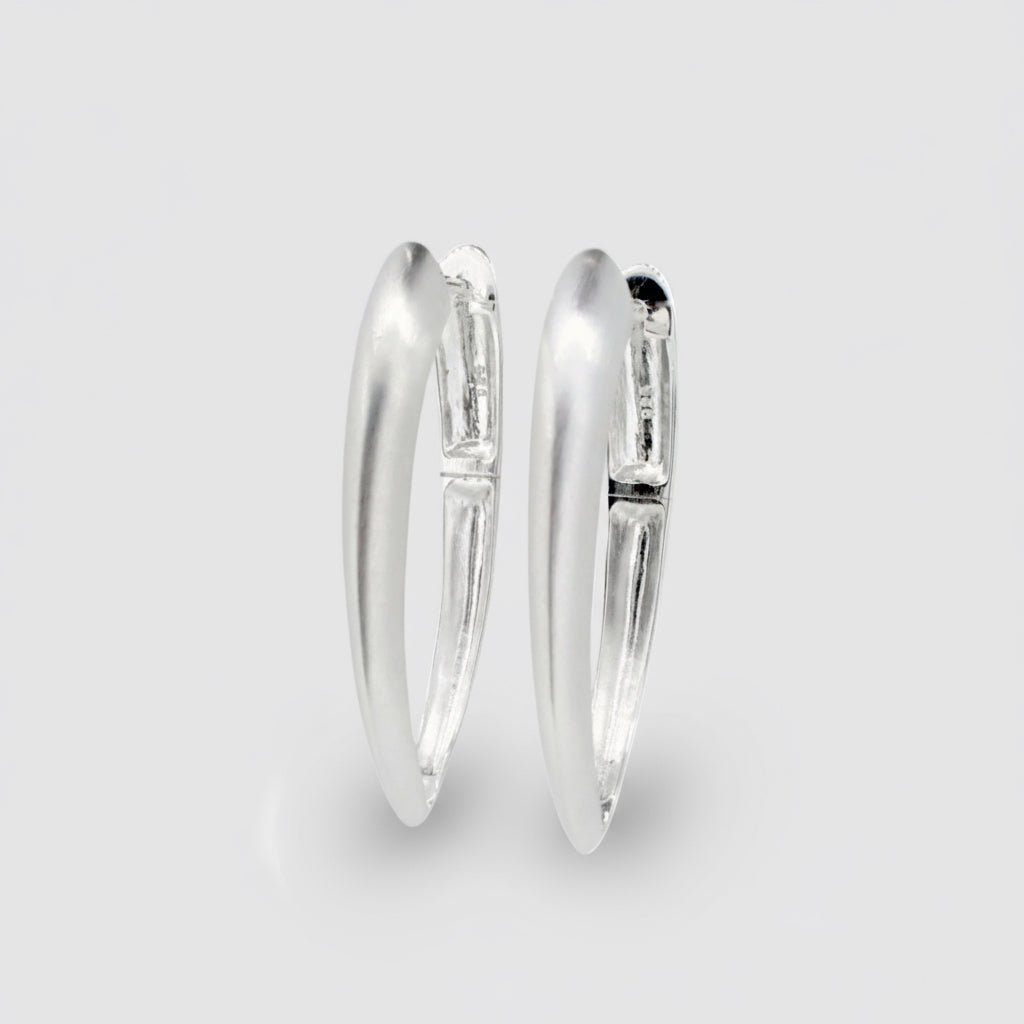 Brushed Long Silver Creoles