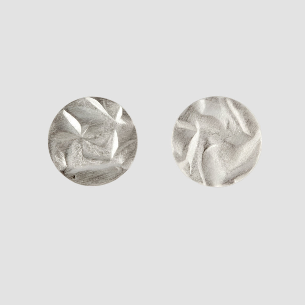Silver Creased Round Studs