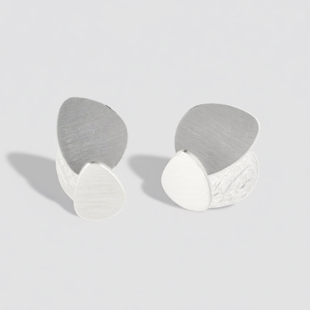 Silver Geometric Layered Studs