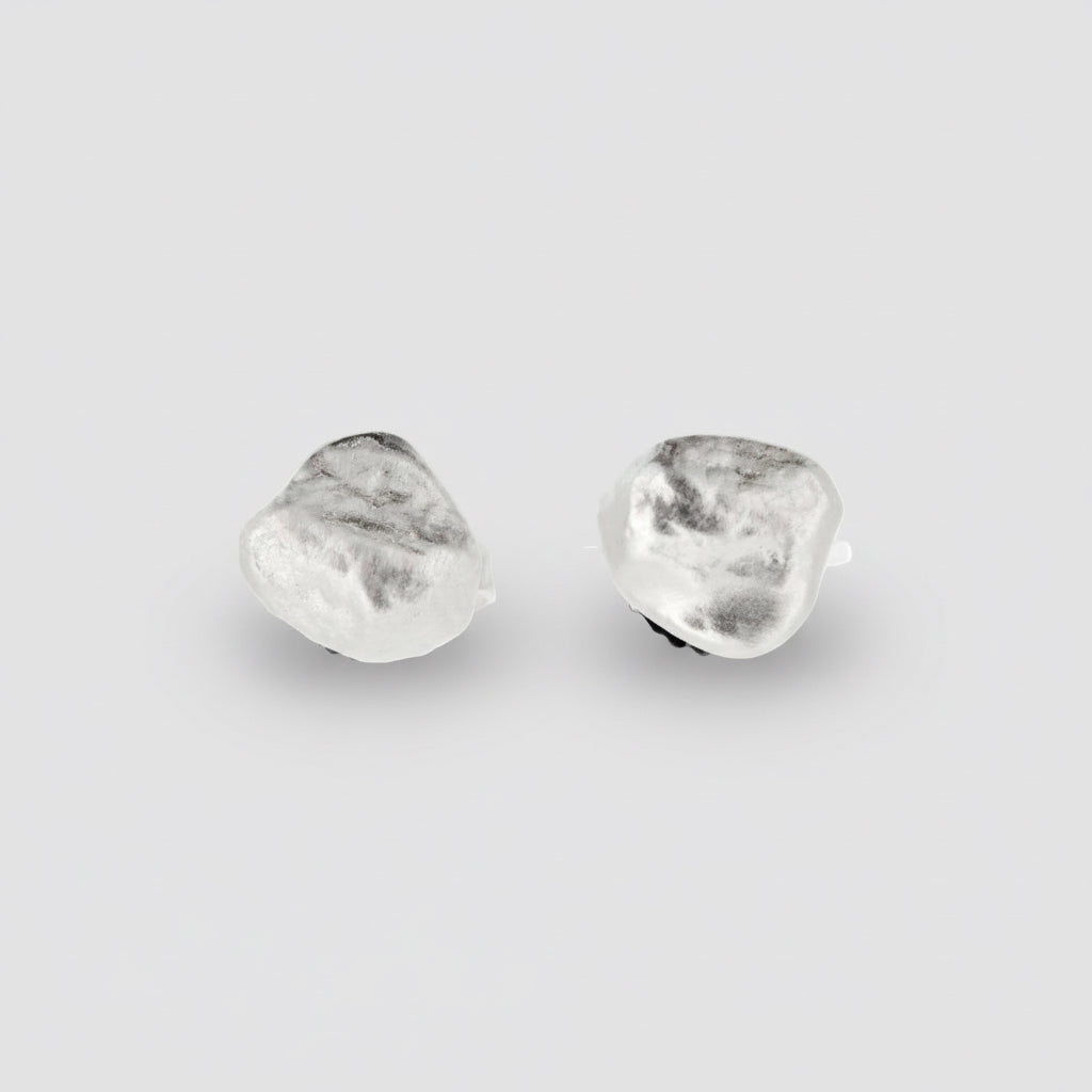 Silver Textured Pebble Studs