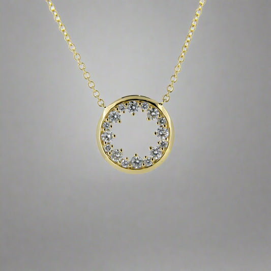 18ct Claw Set Diamond Circle Necklace