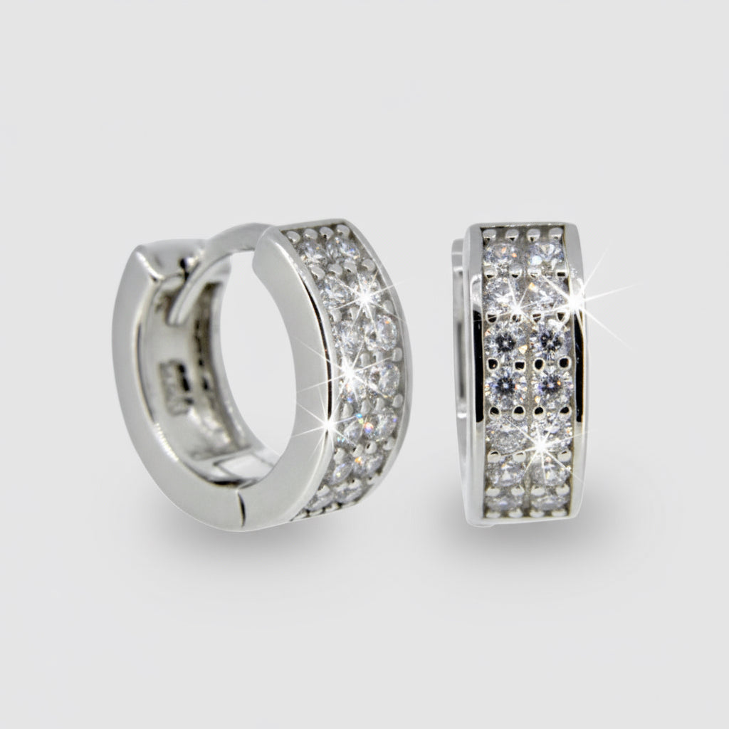 Silver and CZ Hoop Earrings