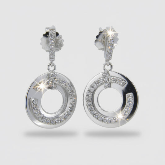 Silver and CZ Drop Earrings