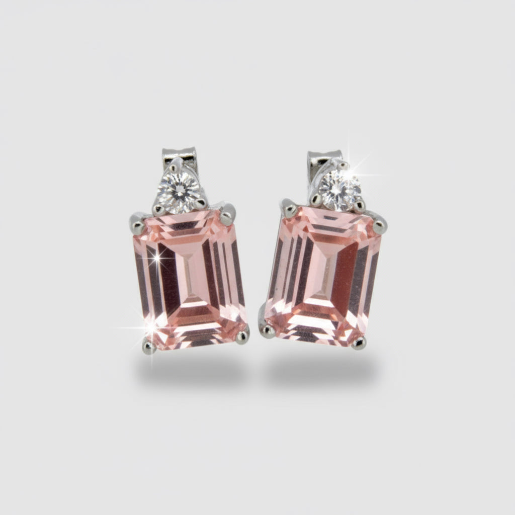 Silver Peach CZ Studs