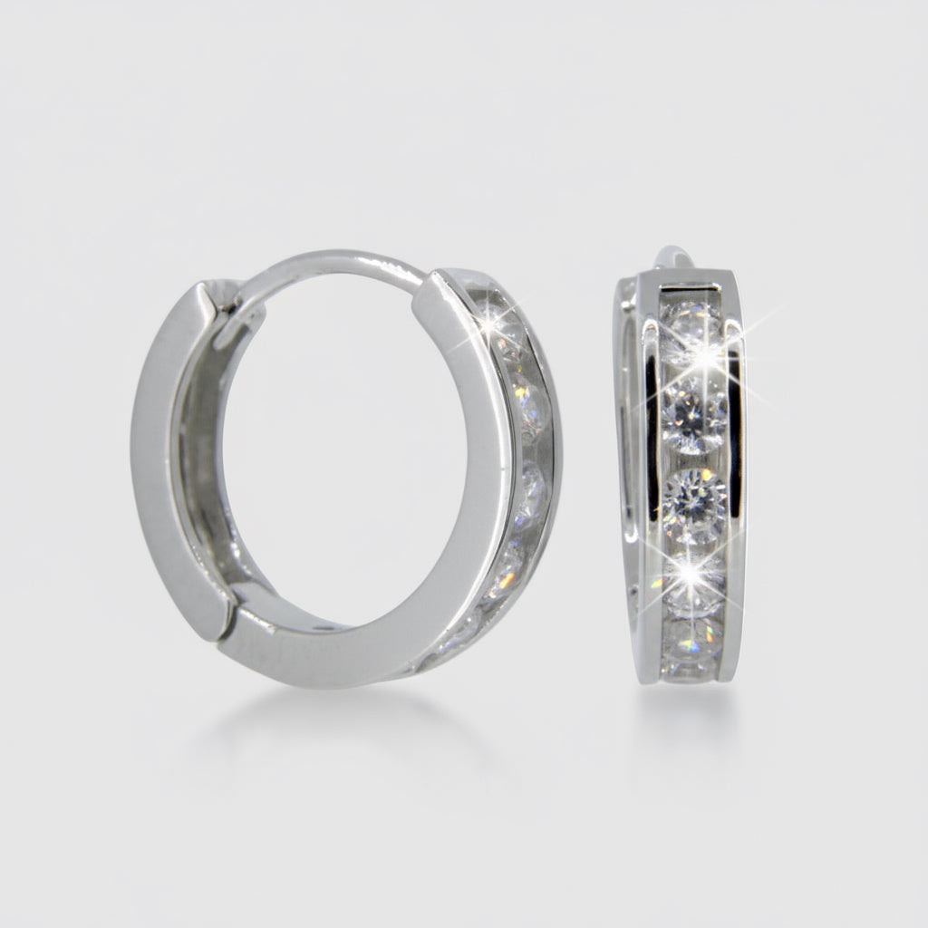 Silver and CZ Hoop Earrings