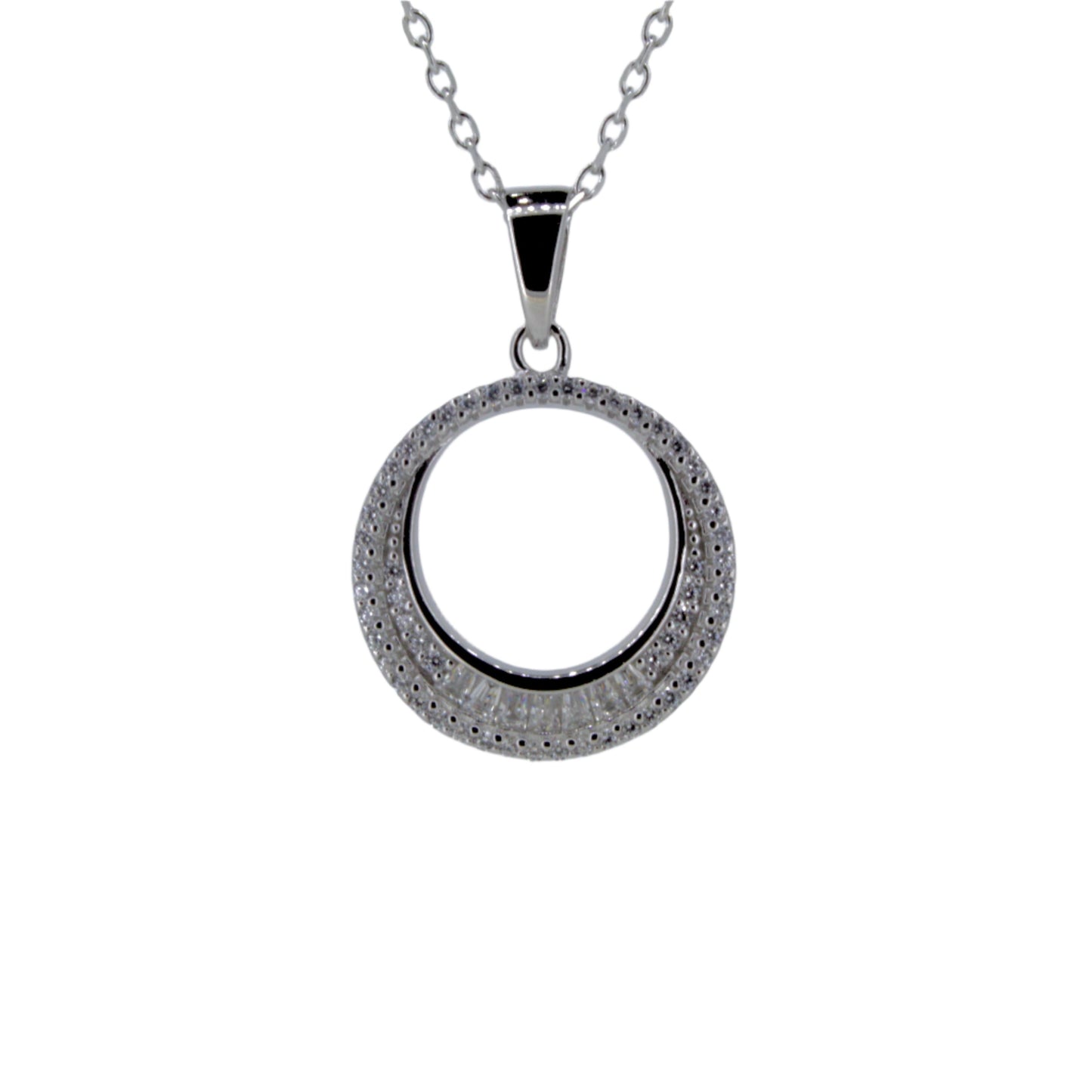 Silver and CZ Circle Pendant