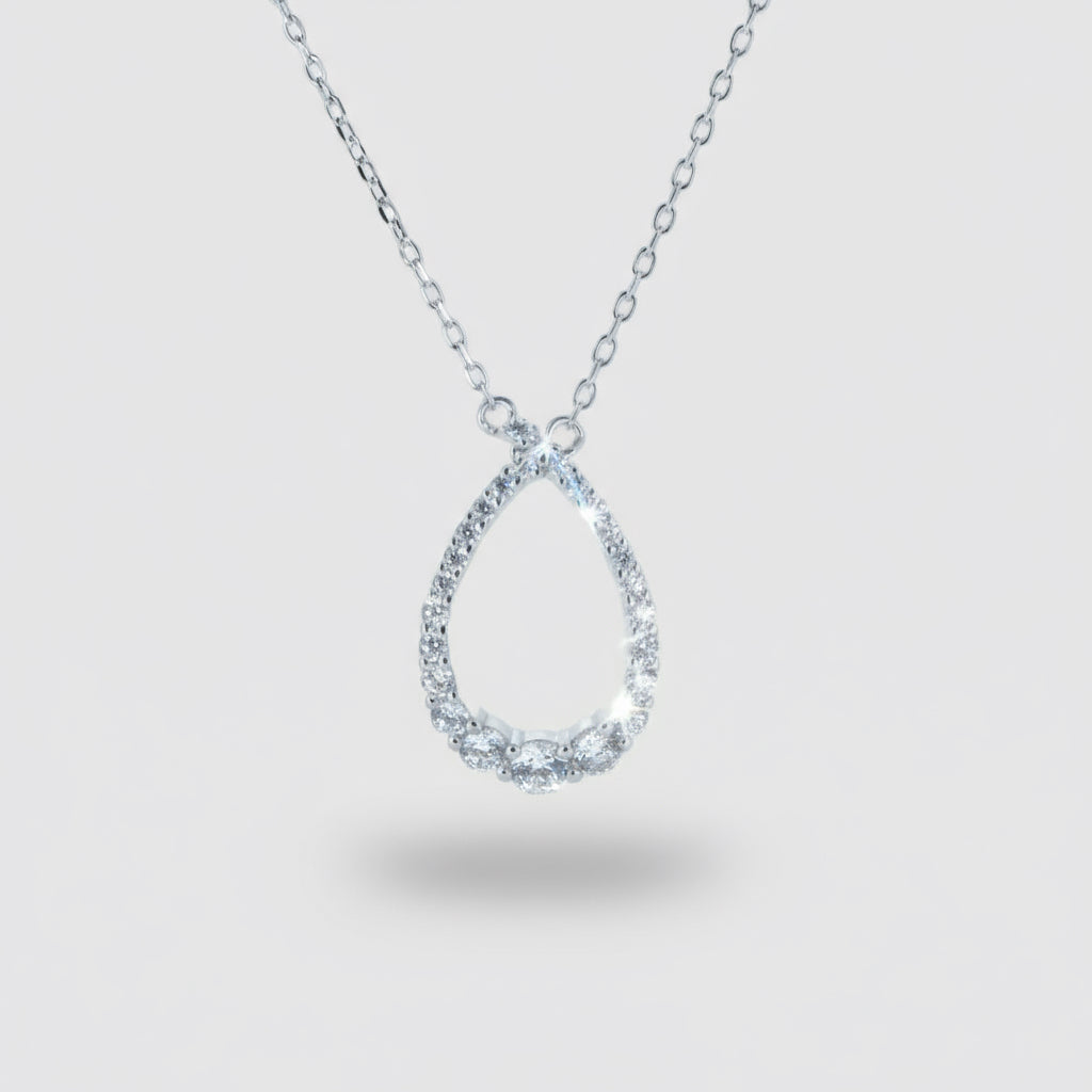 Graduated CZ Tear Drop Necklace