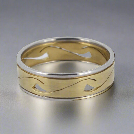 18ct Yellow Gold and Platinum Swirl Ring