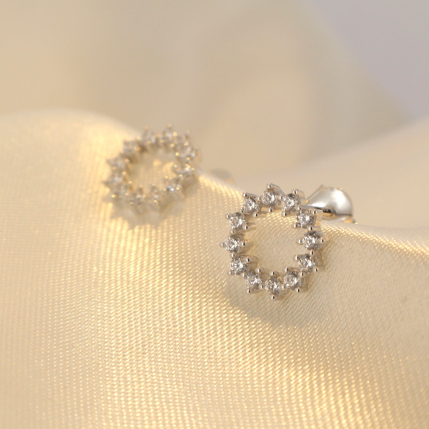 CZ Circle Stud Earrings