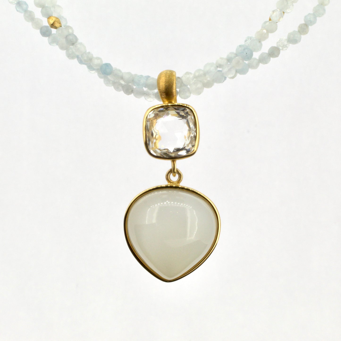 Moonstone, Aquamarine and Rock Crystal Necklace