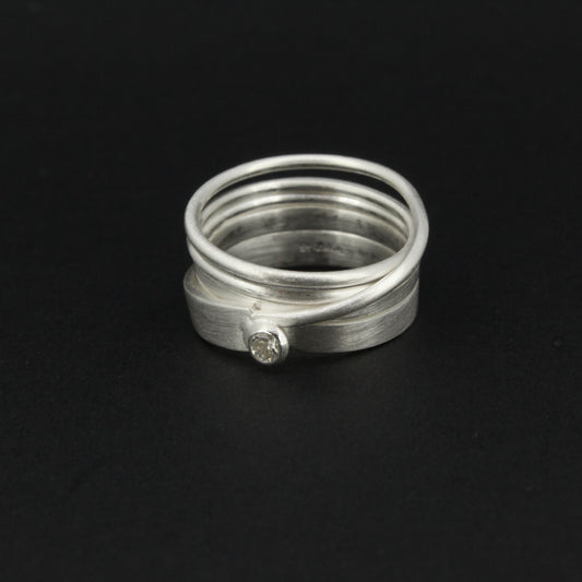 Silver CZ Swirl Ring