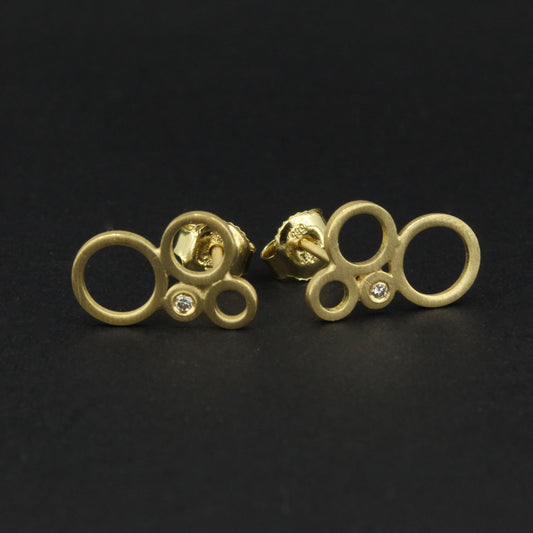 14ct Gold Diamond Bubble Studs