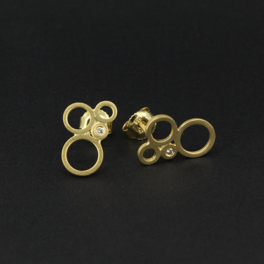 14ct Gold Diamond Bubble Studs