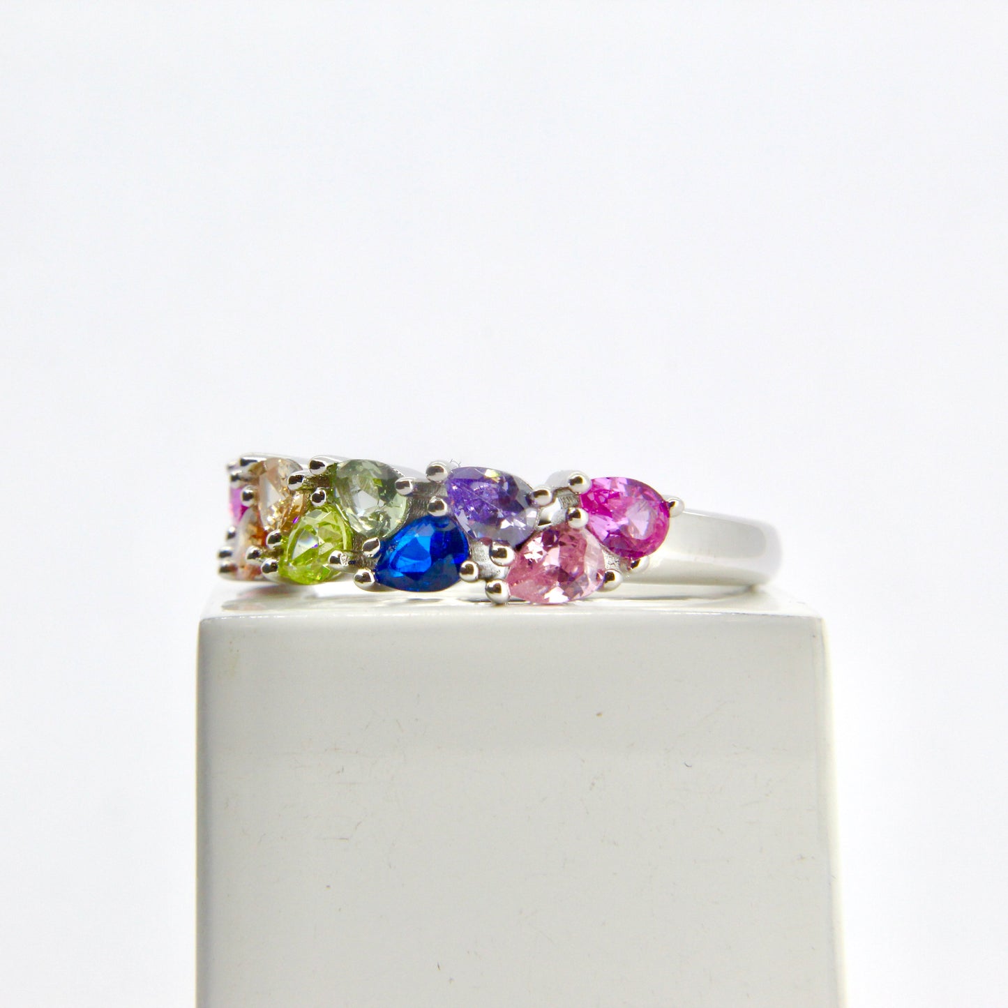 Multicolour Half Eternity Ring