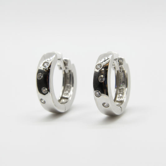 Silver CZ Huggie Earrings