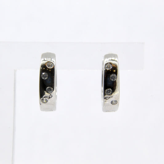 Silver CZ Huggie Earrings