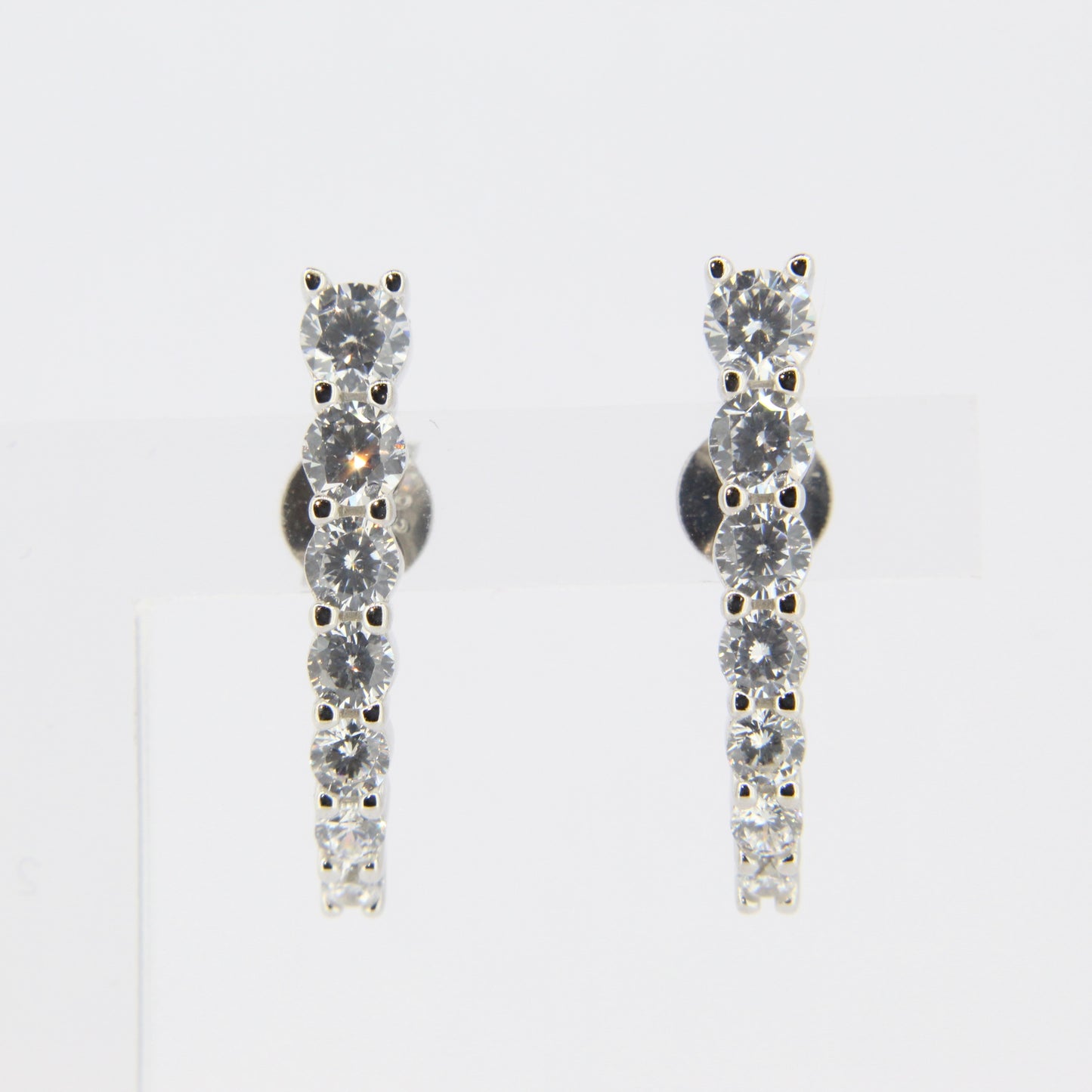 Silver CZ Curved Line Stud Earrings