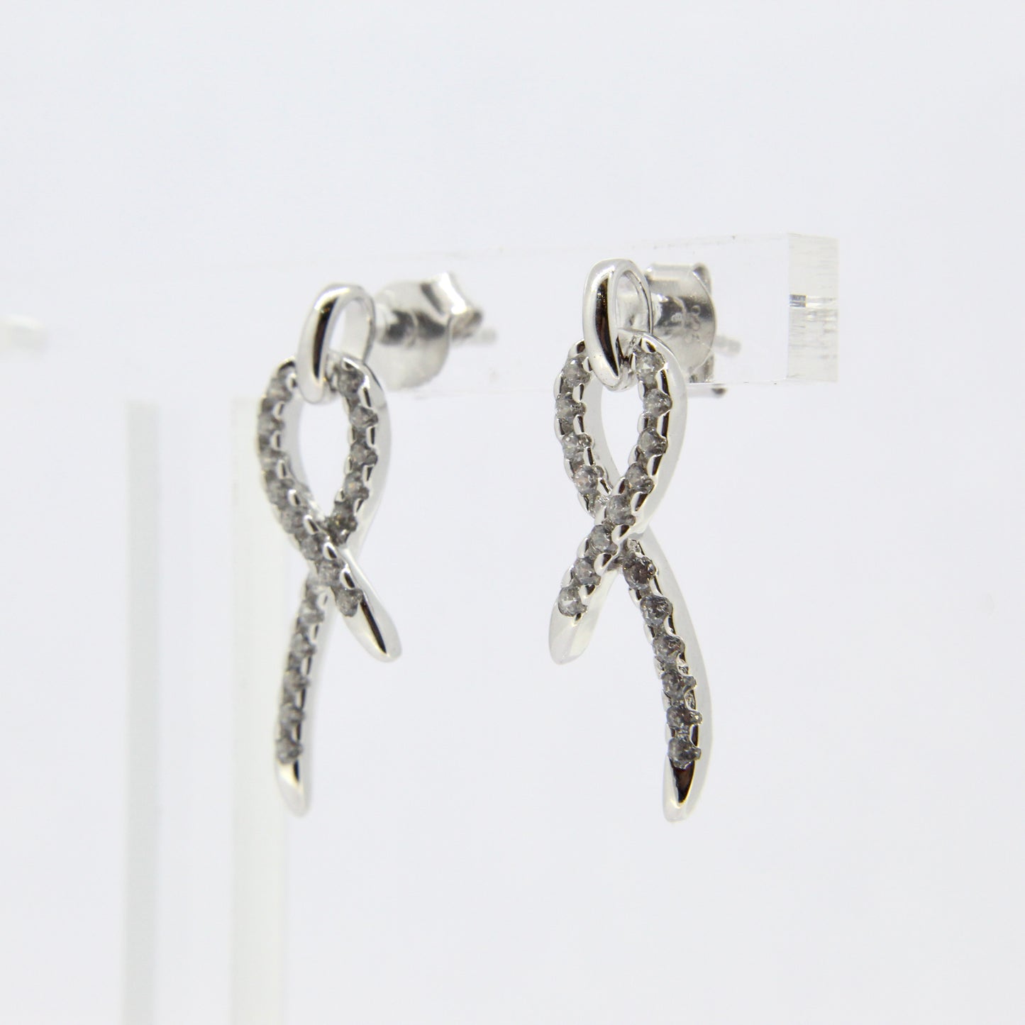 Silver CZ Micro Pave Ribbon Studs
