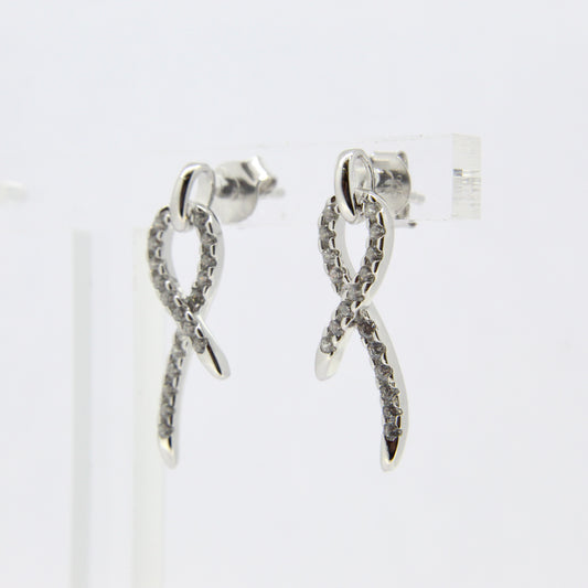 Silver CZ Micro Pave Ribbon Studs