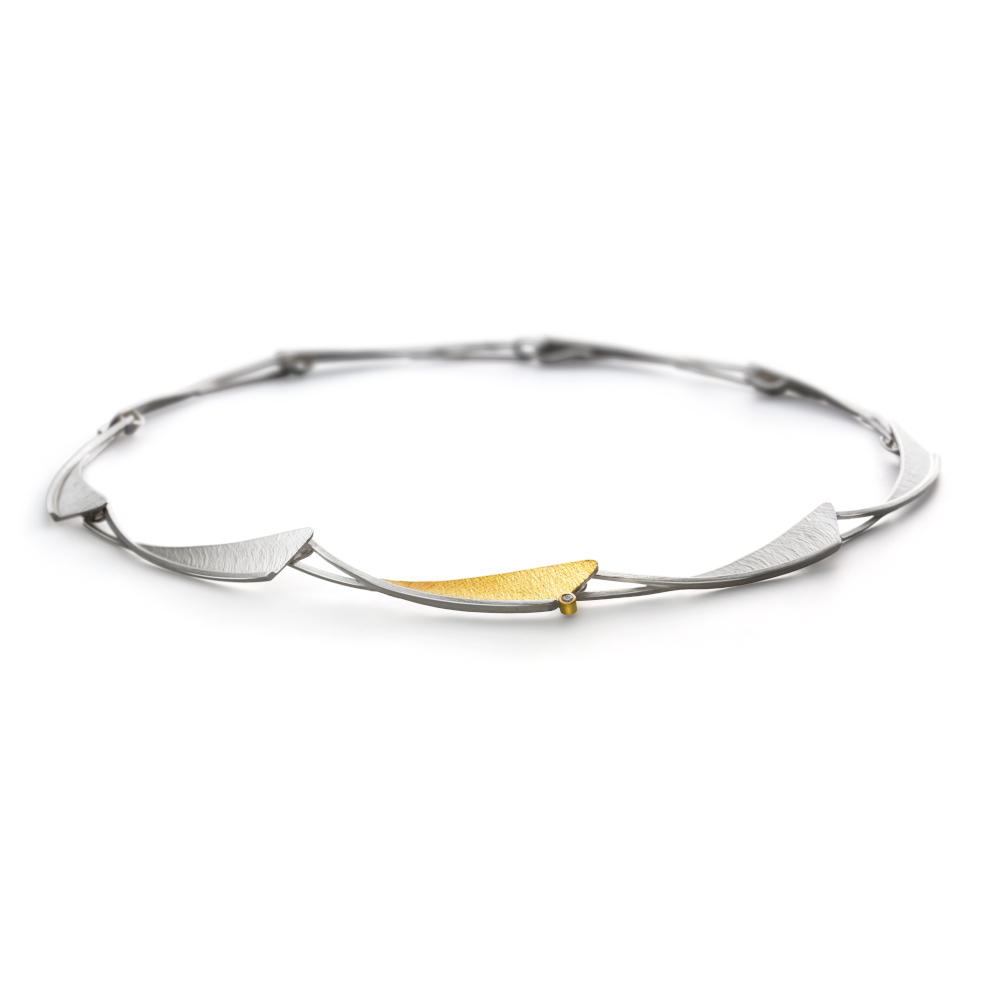 K1170 - Silver, Gold & Diamond Necklet